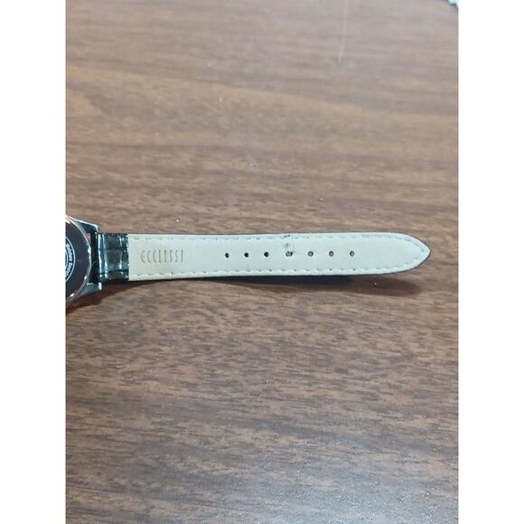 Designer Ecclissi Ladies Sterling Silver Case & Genuine Leather Strap Watch - Picture 7 of 12